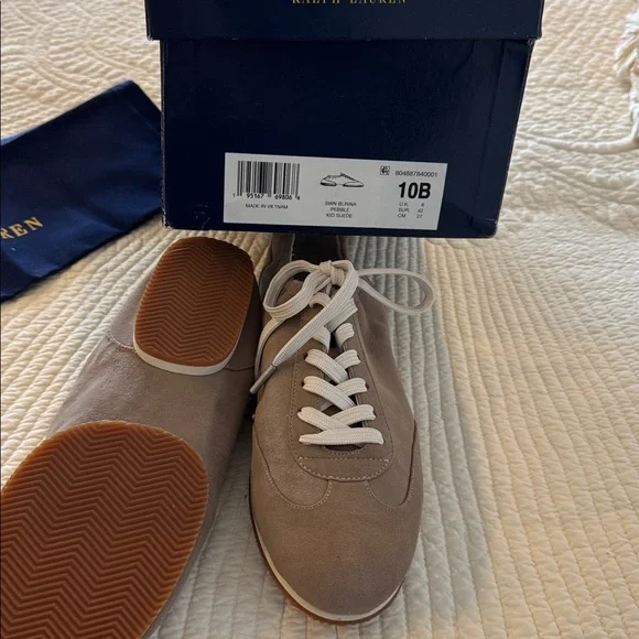 Polo by Ralph Lauren womens taupe suede sneakers